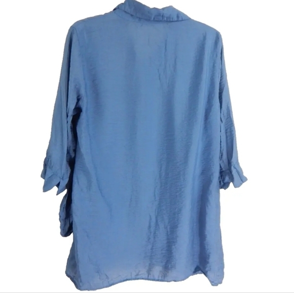 Cut Loose Blue Crinkle A-Line Blouse - Picture 2 of 3